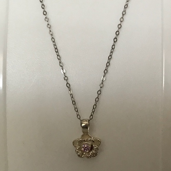 Sophia Fiori Pink Sapphire Kelani Flower Necklace - Picture 2 of 8